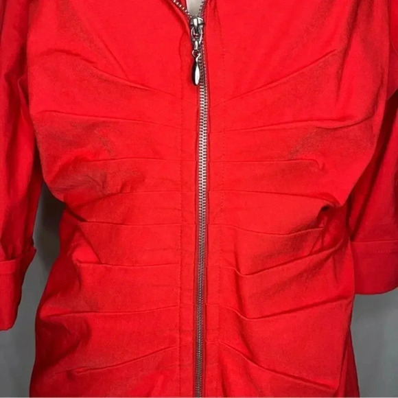 NWT Joseph Ribkoff Ruched Red Front Collared Zipper Jacket - Picture 9 of 14